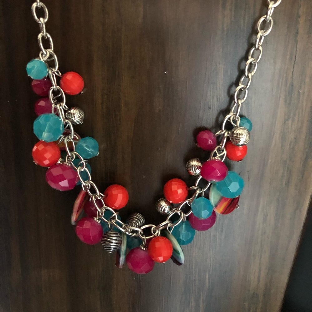 Studio By Dauplaise Necklace Silver Teal & Pink